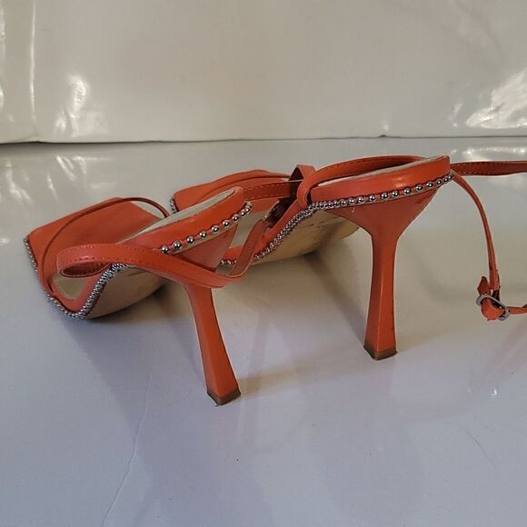 Wild Diva Open Toe Orange Stilettos - Picture 7 of 9